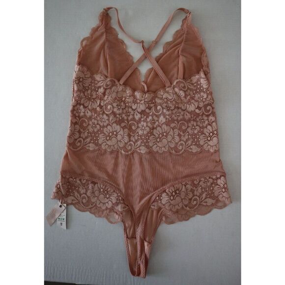 HAH - Hot as Hell Women's Sz Large Copper Rose Lace Smarty Pants Thong Bodysuit - Picture 2 of 6